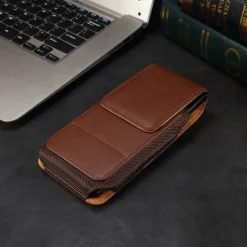 Men Cellphone Loop Holster Case Belt Waist Bag Props PU Leather Purse Phone Wallet Vintage Belt Mobile Phone Protective Sheath