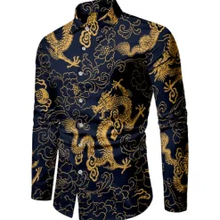 Men Gold Bronzing Camisa Social Shirts Dress Slim Fit New Long Sleeve Striped Shirt For Men Streetwear Shirts Club Party Patterned Shirts