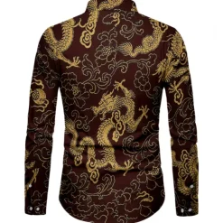 Men Gold Bronzing Camisa Social Shirts Dress Slim Fit New Long Sleeve Striped Shirt For Men Streetwear Shirts Club Party Patterned Shirts