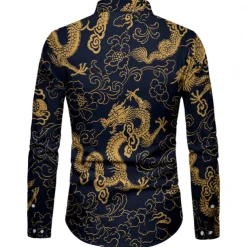 Men Gold Bronzing Camisa Social Shirts Dress Slim Fit New Long Sleeve Striped Shirt For Men Streetwear Shirts Club Party Patterned Shirts