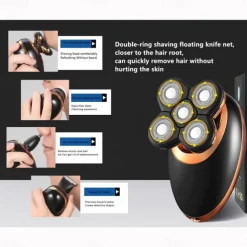 Men Head Shavers Wet and Dry Detachable Electric Shaver Nose Hair Trimmer Face Brush Grooming Set Rechargeable Razor