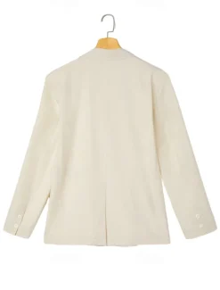 Men Linen Blazer Sport Coat Casual Daily Vacation Spring & Summer Cotton And Linen Solid Color Comfy Single Breasted Two-button Blazer White Beige Light Blue