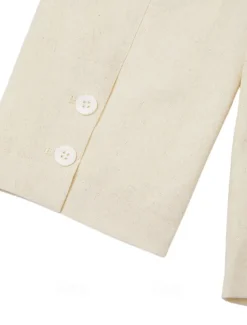 Men Linen Blazer Sport Coat Casual Daily Vacation Spring & Summer Cotton And Linen Solid Color Comfy Single Breasted Two-button Blazer White Beige Light Blue