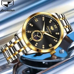 Men Mechanical Watch Creative Fashion Business Wristwatch Automatic Self-winding Moon phase Luminous Waterproof Steel Watch