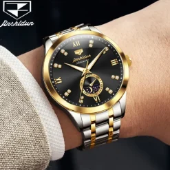 Men Mechanical Watch Creative Fashion Business Wristwatch Automatic Self-winding Moon phase Luminous Waterproof Steel Watch