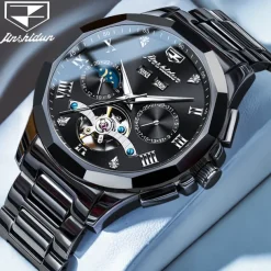 Men Mechanical Watch Fashion Casual Wristwatch Automatic Self-winding Moon phase Luminous Calendar Steel Watch