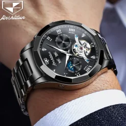 Men Mechanical Watch Fashion Casual Wristwatch Automatic Self-winding Moon phase Luminous Calendar Steel Watch