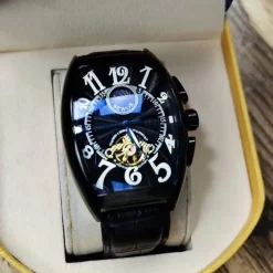 Men Mechanical Watch Luxury Large Dial Fashion Business Hollow Skeleton Automatic Self-winding Waterproof Leather Watch