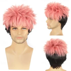 Men Pink Black Color Cos Wig Cosplay Wigs High Temperature Fiber