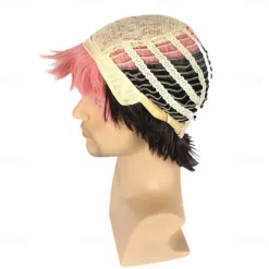 Men Pink Black Color Cos Wig Cosplay Wigs High Temperature Fiber