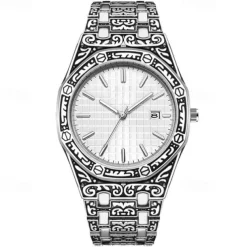 Men Quartz Watch Wrist Watch Calendar Large Dial Waterproof Alloy Watch