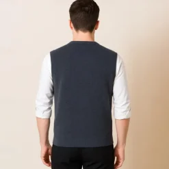 Men Sweater Vest Knit Geometric V Neck Smart Casual Formal Vacation Clothing Apparel Spring Autumn Wine Dark Green S M L