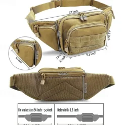 Men Waist Pack Nylon Hiking Phone Pouch Outdoor Sports Climbing Camping Belt Bag, Back to School Gift