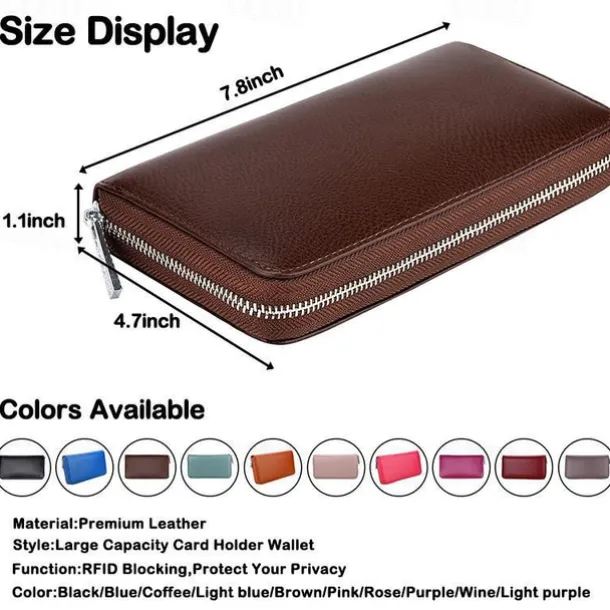 Men Women Credit Card HolderRFID Blocking Wallet 36 Card Slots Zipper Purse Long Clutch large Capacity Purse Wallet Phone Bag