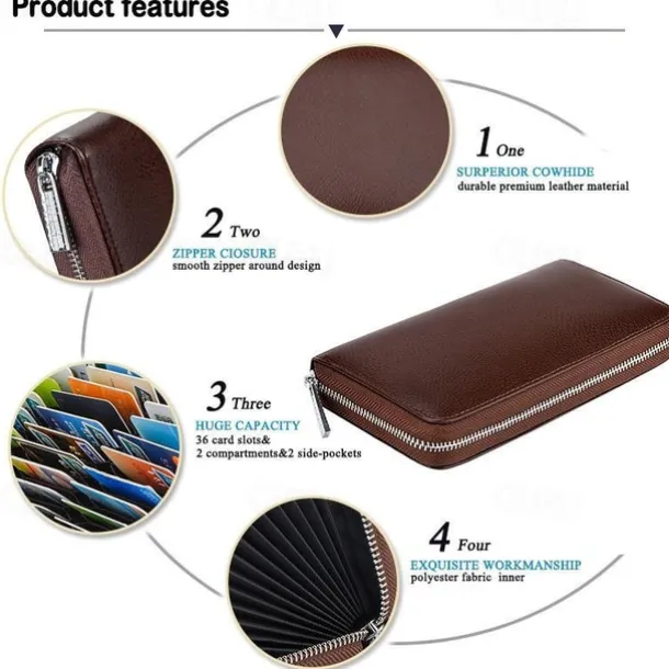 Men Women Credit Card HolderRFID Blocking Wallet 36 Card Slots Zipper Purse Long Clutch large Capacity Purse Wallet Phone Bag