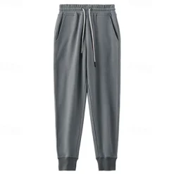 Men's 100% Cotton Athletic Pants Active Pants Active Joggers Solid Color Full Length Outdoor Home Sports Outdoor Sports Fashion Gray Green Black Micro-elastic