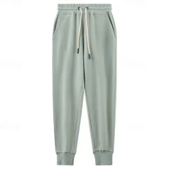 Men's 100% Cotton Athletic Pants Active Pants Active Joggers Solid Color Full Length Outdoor Home Sports Outdoor Sports Fashion Gray Green Black Micro-elastic