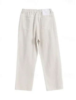 Men's 100% Cotton Chino Pants Straight Leg Solid Color Full Length Outdoor Vacation Casual Elegant Vacation Light Khaki Black Micro-elastic