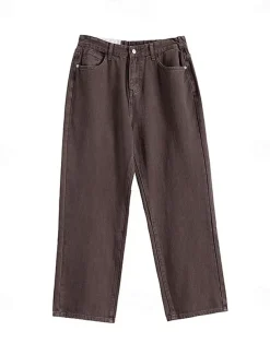 Men's 100% Cotton Chino Pants Straight Leg Solid Color Full Length Outdoor Vacation Casual Elegant Vacation Light Khaki Black Micro-elastic