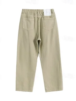 Men's 100% Cotton Chino Pants Straight Leg Solid Color Full Length Outdoor Vacation Casual Elegant Vacation Light Khaki Black Micro-elastic