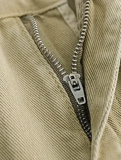 Men's 100% Cotton Chino Pants Straight Leg Solid Color Full Length Outdoor Vacation Casual Elegant Vacation Light Khaki Black Micro-elastic