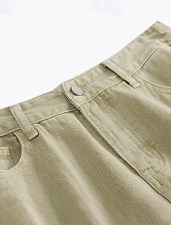 Men's 100% Cotton Chino Pants Straight Leg Solid Color Full Length Outdoor Vacation Casual Elegant Vacation Light Khaki Black Micro-elastic