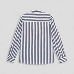 Men's 100% Cotton Dress Shirt Black Long Sleeve Striped Turndown Formal Office / Career Button Clothing Apparel Daily Business