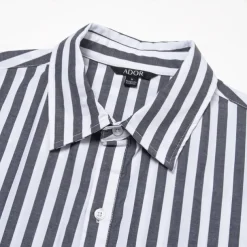 Men's 100% Cotton Dress Shirt Black Long Sleeve Striped Turndown Formal Office / Career Button Clothing Apparel Daily Business