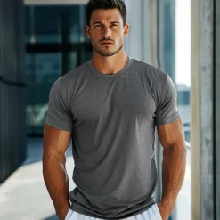 Men's 100% Cotton Fashion Outdoor Casual T shirt Tee Tee Top Street Casual Daily T shirt Dark Gray Short Sleeve Crew Neck Shirt Spring & Summer Clothing Apparel