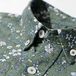 Men's 100% Cotton Floral Vine Shirt Oxford Shirt Long Sleeve Vintage Hawaiian Artistic School Performance Wedding Summer Spring Fall Button Down Collar Green Dark Blue Apricot