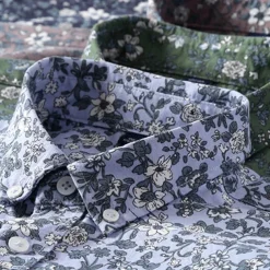 Men's 100% Cotton Floral Vine Shirt Oxford Shirt Long Sleeve Vintage Hawaiian Artistic School Performance Wedding Summer Spring Fall Button Down Collar Green Dark Blue Apricot