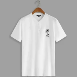 Men's 100% Cotton Graphic Shirt Coconut Tree White Blue Gray T shirt Tee Henley Shirt Fashion Classic Shirt Short Sleeve Comfortable Tee Street Vacation Summer Fashion Designer Clothing