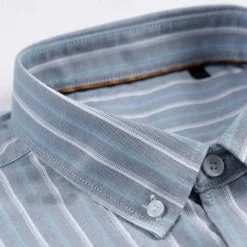 Men's 100% Cotton Oxford Shirt grey blue Light Green Pink Purple Long Sleeve Striped Button Down Collar School Wedding Buttons Clothing Apparel Neutral Fashion Daily