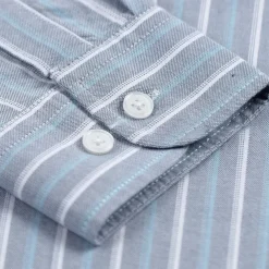 Men's 100% Cotton Oxford Shirt grey blue Light Green Pink Purple Long Sleeve Striped Button Down Collar School Wedding Buttons Clothing Apparel Neutral Fashion Daily