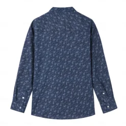 Men's 100% Cotton Paisley Shirt Button Down Shirt Casual Shirt Long Sleeve Vintage Hawaiian Artistic School Performance Wedding Spring Fall Turndown Button Up Navy Blue