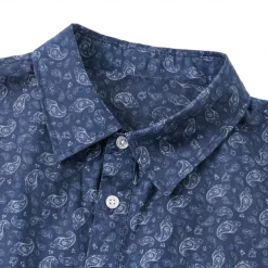 Men's 100% Cotton Paisley Shirt Button Down Shirt Casual Shirt Long Sleeve Vintage Hawaiian Artistic School Performance Wedding Spring Fall Turndown Button Up Navy Blue