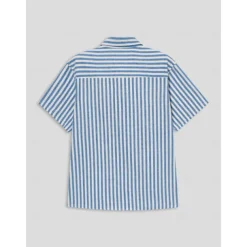 Men's 100% Cotton Shirt Blue Short Sleeve Striped Turndown Shirt Collar Work Sports & Outdoor Button Clothing Apparel Vacation Daily Casual Daily