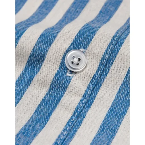 Men's 100% Cotton Shirt Blue Short Sleeve Striped Turndown Shirt Collar Work Sports & Outdoor Button Clothing Apparel Vacation Daily Casual Daily
