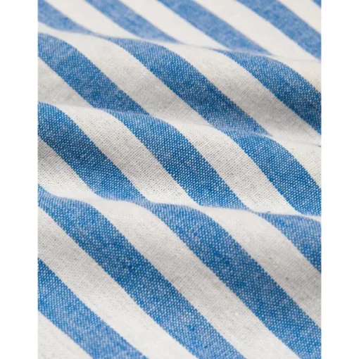 Men's 100% Cotton Shirt Blue Short Sleeve Striped Turndown Shirt Collar Work Sports & Outdoor Button Clothing Apparel Vacation Daily Casual Daily