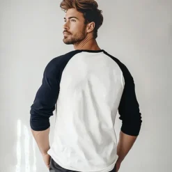 Men's 100% Cotton T shirt Crew Neck School Training Long Sleeve Color Block Clothing Apparel Warm Vacation Neutral Fashion