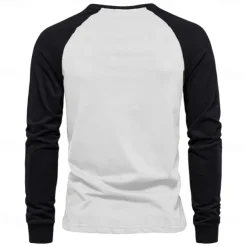 Men's 100% Cotton T shirt Crew Neck School Training Long Sleeve Color Block Clothing Apparel Warm Vacation Neutral Fashion