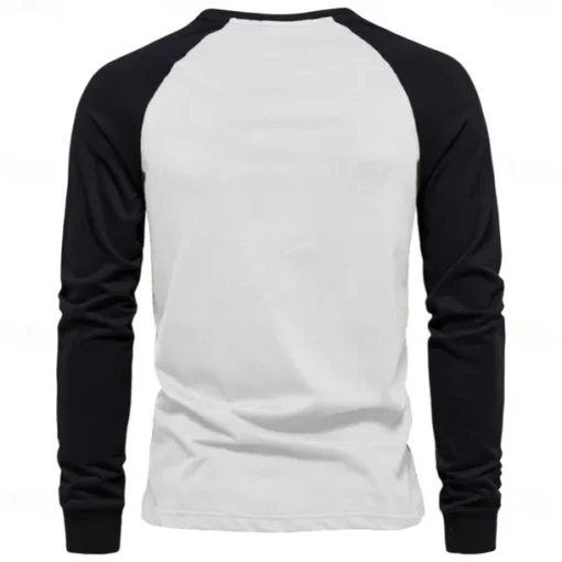 Men's 100% Cotton T shirt Crew Neck School Training Long Sleeve Color Block Clothing Apparel Warm Vacation Neutral Fashion