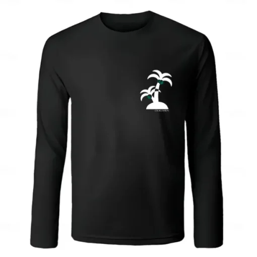 Men's 100% Cotton T Shirt Palm Tree Crew Neck Graphic Print Training Outdoor Long Sleeve Crewneck Clothing Apparel Elegant Warm Vacation Vintage