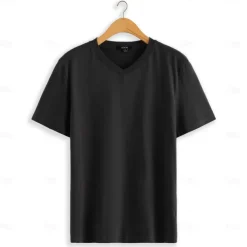 Men's 100% Cotton T shirt Tee Tee Top Plain V Neck Street Vacation Short Sleeves Clothing Apparel Fashion Designer Classic