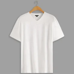 Men's 100% Cotton T shirt Tee Solid Color V Neck non-printing Sports & Outdoor Short Sleeve V Neck Clothing Apparel Daily