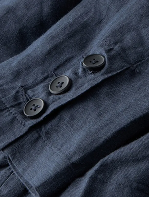 Men's 100% Linen Blazer Blazer Business Cocktail Party Wedding Party Fashion Casual Spring Autumn / Fall 100% Linen Plain Pocket Buttons Comfortable Single Breasted Blazer White Navy Blue khaki Gray