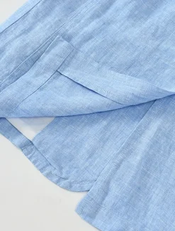 Men's 100% Linen Blazer Jacket Wedding Party Anniversary Summer Spring Linen Solid Color Single Breasted One-button Blazer Blue Beige