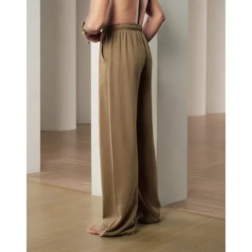 Men's 40% Linen Pants Trousers Baggy Beach Pants Black Brown Elastic Drawstring Design Front Pocket Solid Color Comfort Soft Yoga Daily Fashion Streetwear