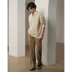 Men's 40% Linen Pants Trousers Baggy Beach Pants Black Brown Elastic Drawstring Design Front Pocket Solid Color Comfort Soft Yoga Daily Fashion Streetwear