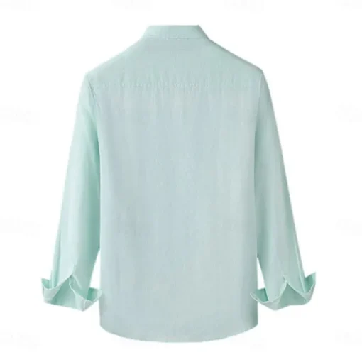 Men's 100% Linen Shirt Button Down Shirt Casual Shirt Solid Color Formal Casual White Light Green Red Dark Navy Long Sleeve Turndown Summer Winter Clothing Apparel Plain